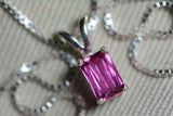 2.5ct Pink Ruby Pendant Radiant Cut Solitaire 14k White Gold Finish NO CHAIN