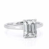 2ct Emerald Cut Diamond Engagement Ring Hidden Halo Women 14k White Gold Finish