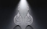 2.6ct Round Cut Diamond Big Round Hollowed Dangle Earrings 14k White Gold Finish