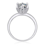 2Ct Round Cut Diamond Lotus Iced Solitaire Engagement Ring 14K White Gold Finish