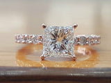 2.3ct Princess Cut Diamond Accent Women Engagement Ring 14k White Gold Finish