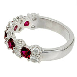 2.6ct Round Cut Pink Ruby Engagement Ring Unique Design 14k White Gold Finish