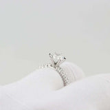 1.7ct Round Diamond 6 Prong Solitaire with Accents Ring 18k White Gold Finish