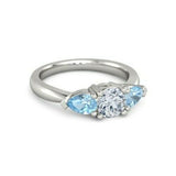 2Ct Round Cut Diamond Trilogy Engagement Ring 14K White Gold Finish Topaz Accent