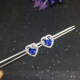 1.4ct Oval Cut Blue Sapphire Diamond Halo Stud Earrings 14k White Gold Finish