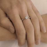 1ct Round Cut Diamond Delicate Solitaire Engagement Ring 14k White Gold Finish