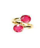 1ct Oval Cut Pink Ruby Engagement Ring Open Bypass Design 14k Yellow Gold Finish