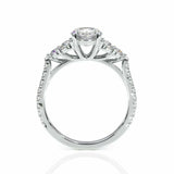 2ct Round Cut Diamond Engagement Ring Petite Round Accents 14k White Gold Finish