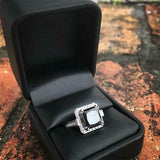 7Ct Princess Cut Black Diamond Queens Vintage Cocktail Ring 14K White Gold Over