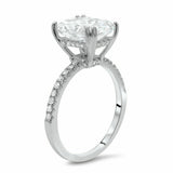 2Ct Radiant Cut Diamond Hidden Halo Accent Solitaire Ring 14K White Gold Finish