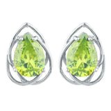 1.5ct Stud Earrings Pear Cut Peridot Intertwined Dangling 14k White Gold Finish