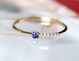 0.6ct Round Cut Blue Sapphire Engagement Ring Minimalist 14k Yellow Gold Finish