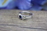 0.5ct Round Blue Sapphire Engagement Ring Celtic Trinity Knot 14k WhiteGold Over