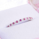 1.2ct Round Cut Pink Sapphire Half Eternity Wedding Band 14k White Gold Finish