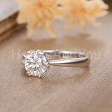 1ct Round Cut Moissanite Solitaire Heart Prong Women Ring 14k White Gold Plated