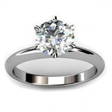 1ct Round Cut Diamond 6 Prong Classic Engagement Ring 14k White Gold Finish