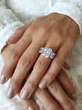 4ct Radiant Cut VVS1D Diamond Engagement Ring Three Stone 14k White Gold Finish