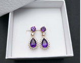 2.5ct Pear Cut Purple Amethyst Dangling Tear Drop Earrings 14k Rose Gold Finish