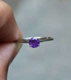 0.5ct Engagement Ring Round Cut Purple Amethyst Solitaire 14k White Gold Finish