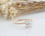 1.5ct Oval Cut Diamond Engagement Ring Twist Rope Style 14k Rose Gold Finish