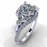 2ct Round Cut VVS1 Diamond Flower Solitaire Engagement Ring 14k WhiteGold Finish