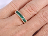 2.2ct Princess Cut Green Emerald Wedding Band Half Eternity 14k Rose Gold Finish