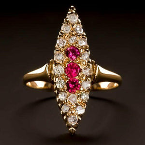 3Ct Round Cut Pink Ruby Diamond Antique Vintage Art Ring 14K Yellow Gold Finish