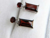 2.5ct Baguette Cut Red Garnet Women Drop Dangle Earrings 14k White Gold Finish