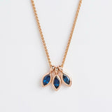 0.2ct Marquise Cut Blue Sapphire Pendant Leaf Petal Minimalist 14k RoseGold Over