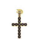 4ct Round Cut Black Diamond Christ Cross Pendant 14k Yellow Gold Finish NO CHAIN