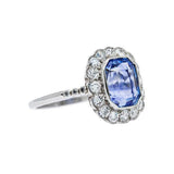 2.6ct Emerald Cut Blue Tanzanite Engagement Ring Vintage Halo 14k WhiteGold Over