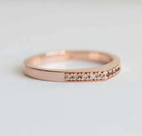 0.5ct Round Cut VVS1D Diamond Wedding Band 14k Rose Gold Finish V Shaped Curve