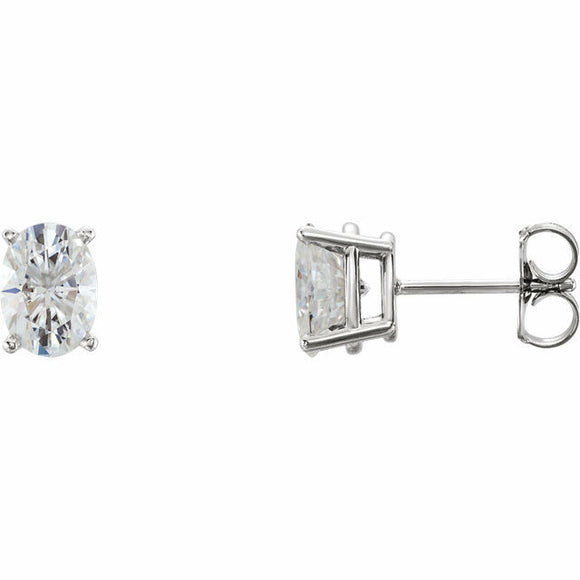 0.5ct Oval Cut VVS1 D Diamond Classic Stud Earrings Women 14k White Gold Finish