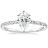 4ct Pear Cut VVS1/D Diamond Engagement Ring 14k White Gold Finish Round Accents