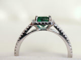 2.2ct Engagement Ring Princess Cut Emerald Split Shank Halo 14k White Gold Over