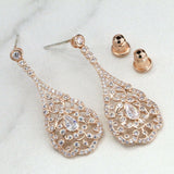 2ct Pear Cut VVS1 Diamond Elegant Royal Women Drop Earrings 14k Rose Gold Finish