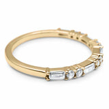 1.2ct Baguette Cut Diamond Stackable Half Eternity Band 14k Yellow Gold Finish