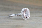 2.2ct Oval Cut Peach Morganite Engagement Ring 14k Rose Gold Finish Diamond Halo