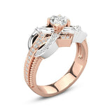 3Ct Heart Cut Diamond Infinity Claddagh Engagement Ring 14K Dual Tone Gold Over