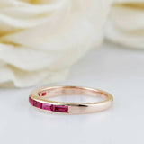 1ct Baguette Pink Ruby Wedding Band Channel Set Half Eternity 14k Rose Gold Over