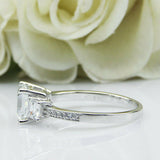 2.2ct Asscher Cut Diamond Solitaire with Accent Trilogy Ring 14k White Gold Over