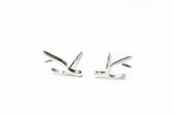 Deer Antler Stud Earrings 14k White Gold Finish