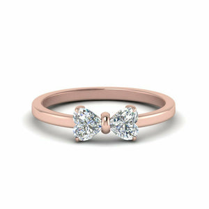 1ct Heart Cut VVS1D Diamond Bow Design Engagement Ring 14k Rose Gold Finish