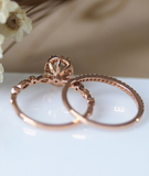 1.9ct Oval Cut Peach Morganite Engagement Ring 18k Rose Gold Finish Bridal Set