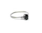 1ct Engagement Ring Oval Cut Blue Sapphire Three Stone 14k White Gold Finish