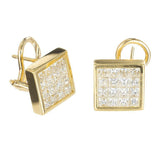 2.77ct Princess Cut Diamond Cluster Design Stud Earrings 14k Yellow Gold Finish