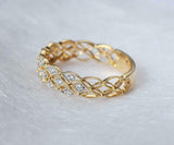 2ct Round Cut Diamond Wedding Band Open Filigree Milgrain 14k Yellow Gold Finish