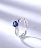 1.2ct Round Cut Blue Sapphire Engagement Ring Split Shank 14k White Gold Finish