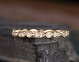 Stackable Full Eternity Wedding Band 1ct Round Cut Diamond 10k YellowGold Finish