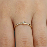 1ct Princess Diamond Engagement Ring Minimalist Thin Promise 14k YellowGold Over